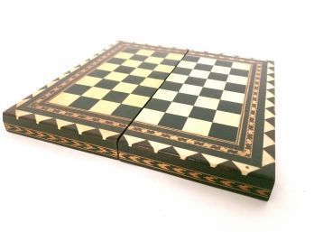 Small Marquetry  Inlaid Folding Chess Checkers Gameboard