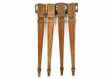 Set Of 4 Mid Century Wooden Table Legs