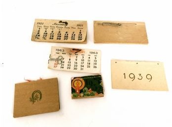 Collection Of 5 Miniature Pocket Calenders, One With Notes 1921, 1932,1939 And More