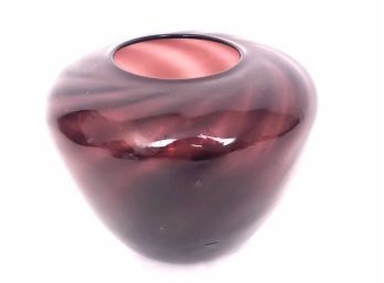 Hand Blown Purple Swirl Glass Vase