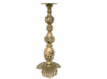 1960s Reticulated Brass Candle Stand 21' Tall