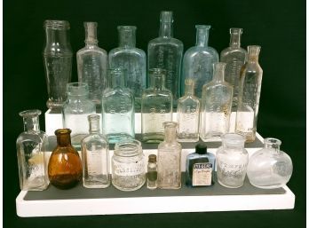 Antique Glass Bottle Collection,  Extracts, Cleaner, Medicine,  Liquid Flavors And More