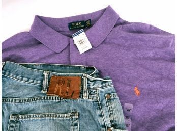 NEW WITH TAGS Polo Ralph Lauren Purple Shirt Size 3XB And Preowned Jeans Size 44x34