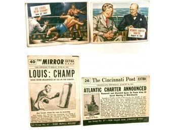 Vintage Topps Scoop Newspaper Cards,Joe Lewis Champ And Atlantic Charter Drafted