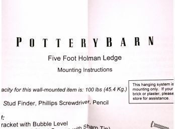 Pair Of Pottery Barn 5 Foot Holman Ledge Wall Shelves