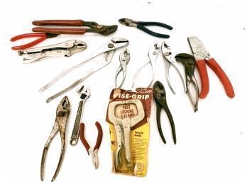 Mixed Lot Of Pliers,vice Grips And More, Stanley, Craftsman, Petersen And Other.
