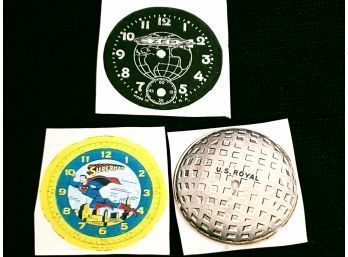 3 Paper Pocket Watch Faces,superman,zeppelin And Golfball