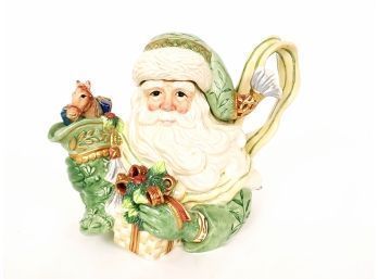 Fitz And Floyd Classics Hand Crafted Large Decorative Christmas Santa Teapot New In Box
