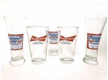 5 Vintage Budweiser Beer Glasses