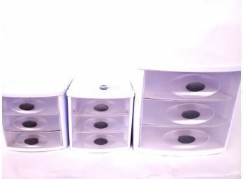 3 Small Sterilite Stackable Storage Draweres