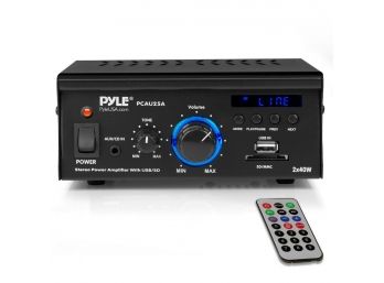 Pyle Mini 2 X 40-Watt Stereo Power Amplifier  USB/SD/AUXLED Display  PCAU25A