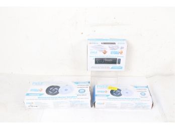 Set Of Pyle Marine Stereo Items Including Blue Tooth Wireless Receiver & 2 Speaker Sets 4' &  5.25'
