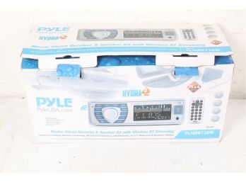 Pyle Bluetooth Marine Stereo Receiver And 4x 6.5 Waterproof Speakers (White)