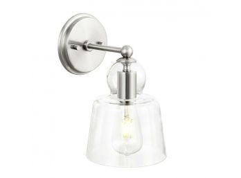 6 Light Society Riis 5 In. Satin Nickel/Clear Wall Sconce Dimmable