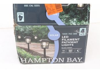 Solar Black Integrated LED Path Light With Faux Retro Edison Bulb (4-Pack)