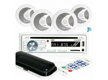 Pyle PLCDBT65MRW Bluetooth Marine Stereo Radio CD Receiver & 4 X 6.5'' Speakers