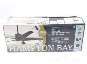 Hampton Bay Mena 54 In. Black Color Changing LED Indoor/Outdoor Ceiling Fan New