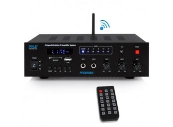 Pyle PFA600BU Wireless Bluetooth Karaoke Amplifier Receiver System, 300 Watts