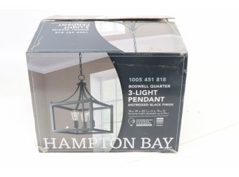 Hampton Bay Boswell Quarter 14 In. 3-Light Black Farmhouse Pendant Chandelier New