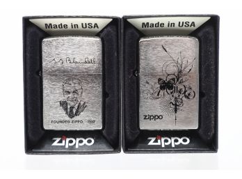 Pair Of Zippos With Founder Of Zippo Lighter