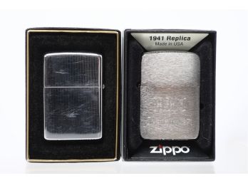 Pair Of Zippo Lighters With Vintage Box