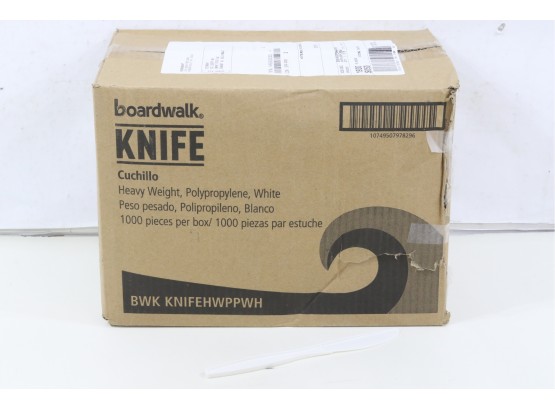 Boardwalk Heavyweight Polypropylene Cutlery, Knife, White, 1000/Carton