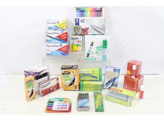 Large Group Of Misc. Pens , Pencil, White Out, Erasers& Markers