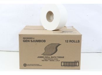 12 Rolls Of GEN Jumbo Jr. 2-Ply Toilet Paper Rolls, 700 Ft