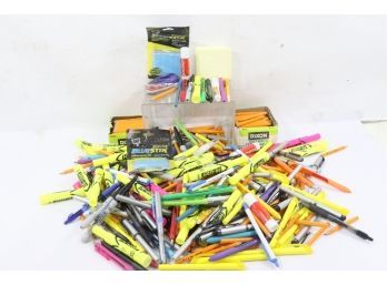 Large Group Of Misc. Pens , Pencil, Glue Stick, White-Out  & Markers