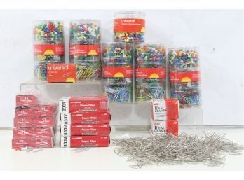 Large Group Of Misc, Office Supply Includes Jumbo Tower, Ideal Clamps & Paper Clips
