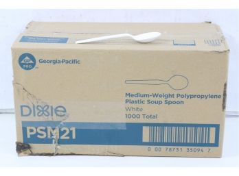 Dixie Plastic Soup Spoon, 5-9/16 Medium-Weight, White, 1000/Pack (PSM21)