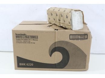 12 Boardwalk C-Fold Paper Towels Bleached White 200 Sheets/Pack