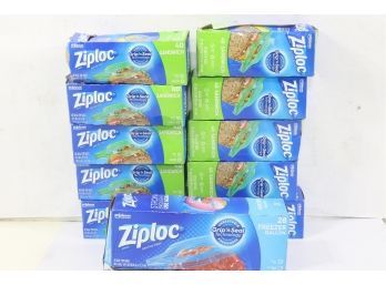 Group Of 10  Ziploc Plastic Sandwich & Freezer Bags With New Grip 'n Seal Technology