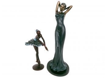 2 Beautiful Deco Woman Statues