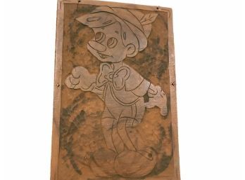 Bas-relief Folk Art  Disney Pinochio Carving Plaque