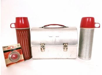 Aluminum Thermos Lunchbox With 2 Thermos Bottles