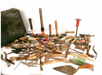 Huge Collection Of Vintage Masonry Tools In Toolbox
