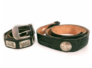 Half Dollar Justin Leather Belt And Made In Italy Silver