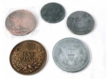 Group Of 5 Oversized Collectible Coin Tokens