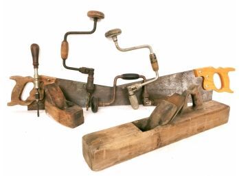 Vintage Hand Tools Collection, Hand Crank Drills, Hand Saws And More