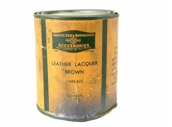 1940s Harley Davidson Leather Lacquer Can With Paper Label With Contents