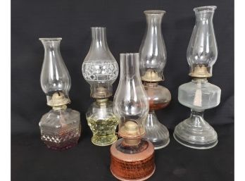 Lot Of 5 Vintage Oil Lamps