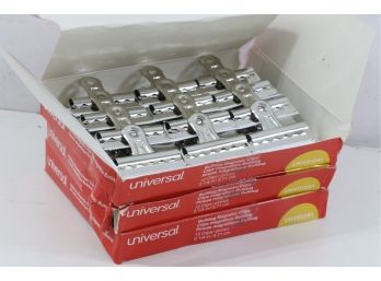 3 Boxes Of Universal 12-Pc. Bulldog Nickel-Plated Magnetic Clips - Medium