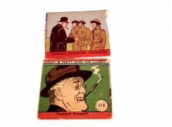2 Vintage Strip Cards W.s. 1942 Litho In USA President Roosevelt No 618 And M.p.&co Churchill No.119