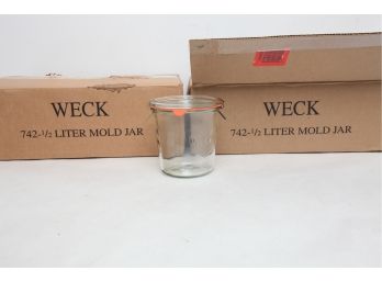 2 Cases Of WECK Mason Jars  ~  742 ~ 1/2  Liter Mold Jars W/Rings & Clamps