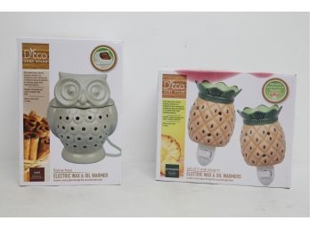 D'Eco Wax Melt & Oil Warmer Lot ~ Large Ceramic Owl & 2 Plug In Ceramic Pineapples