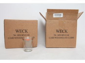 2 Cases Of WECK Mason Jars ~ 760 - Mini Mold Jars W/rings & Clamps