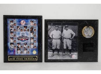 Yankees 2009 World Series Championship Plaque With A Babe Ruth & Lou Gehrig Plaque