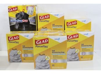7 Group Of GLAD Trash Bag, Include, Large Black & Tall White Bags