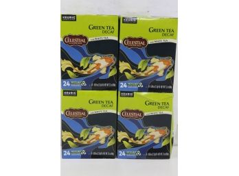 4 Boxes Of Celestial Seasonings Decaf Green Tea 24/pc Keurig K-cups